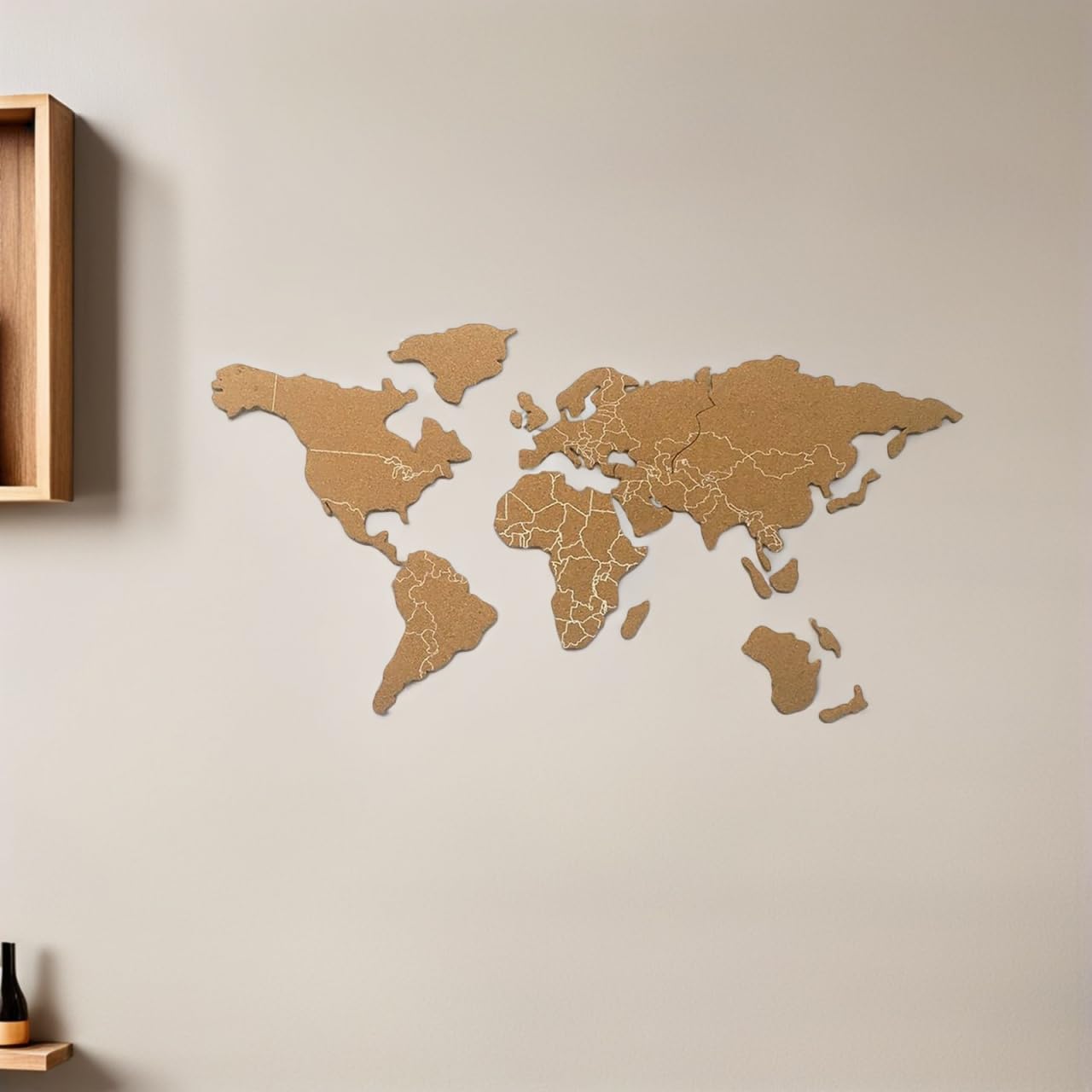GALPADA Pizarra de corcho con mapamundi para fijar fotos, autoadhesiva, para pared de casa, tablero de corcho decorativo como pizarra para mensajes y notas