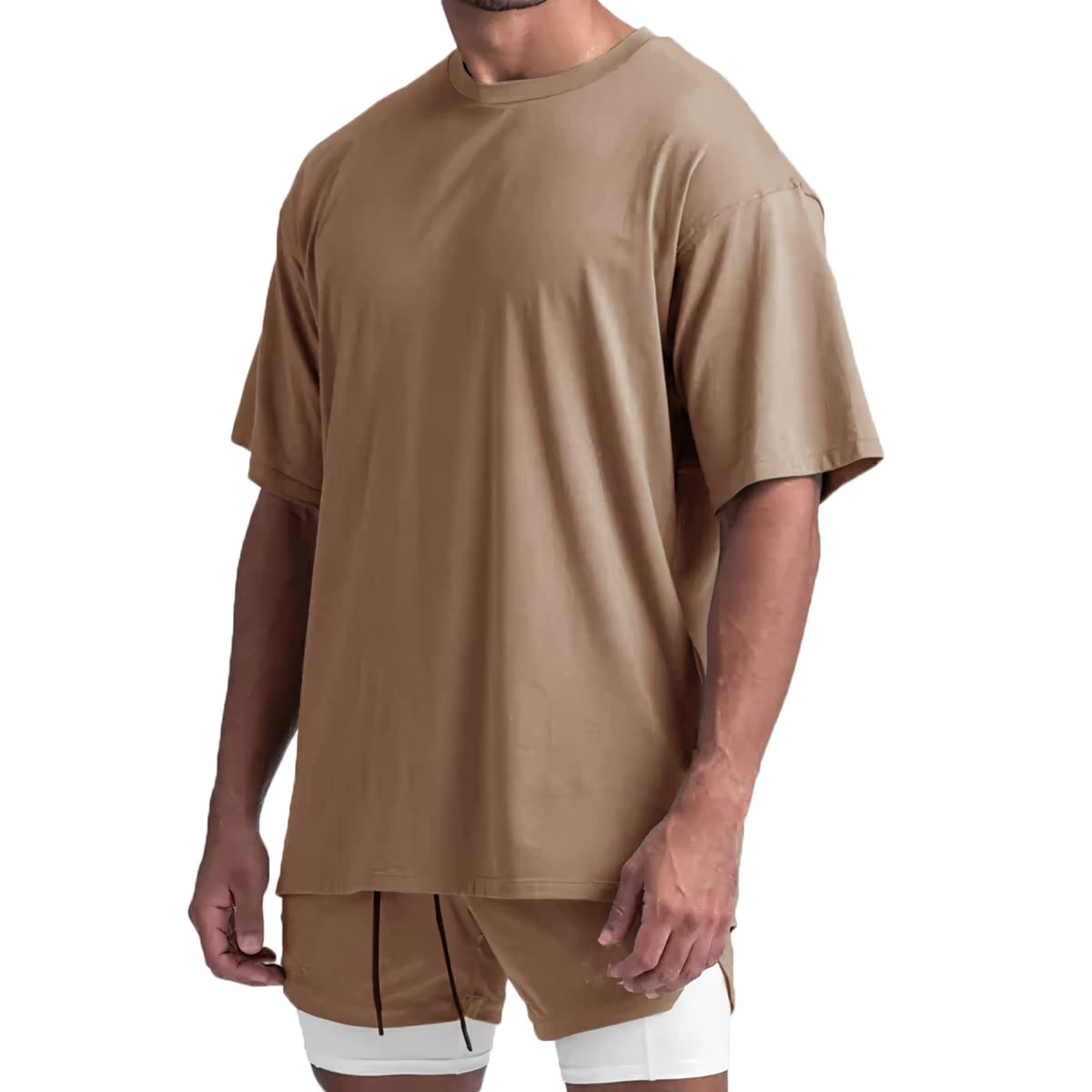 MagiftboxCotton Gym Shirts Oversized Athletic Loose Workout t Shirts Short Sleeve for Men T68N