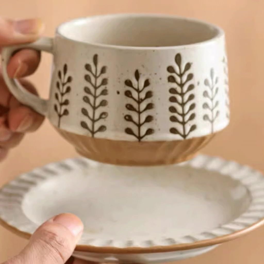 ENGENDER Tazas Cafe Juego De Tazas De Café De Cerámica Vintage Mug Cups(E)
