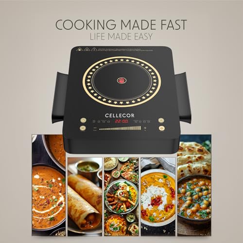 Image of CELLECOR ICT55CE 2200 Watts Infrared Cooktop with Auto-Switch Off | 8 Preset Modes | Feather Touch Panel | Overheat Protection | Radiant Heating Technology |1-Year Warranty
