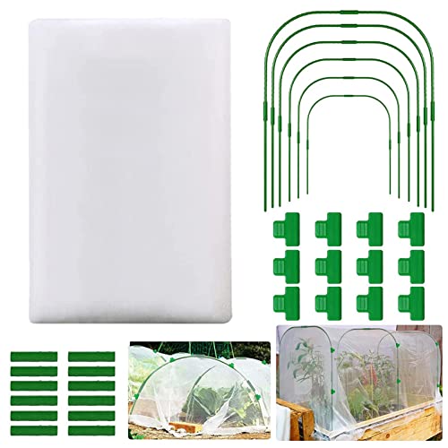 LINGJIONG Kit de Red de jardín - Aros de Invernadero de túnel de Cultivo con Clips de jardín y Red de pájaros para jardín - Aros de jardín completos para Redes Cover