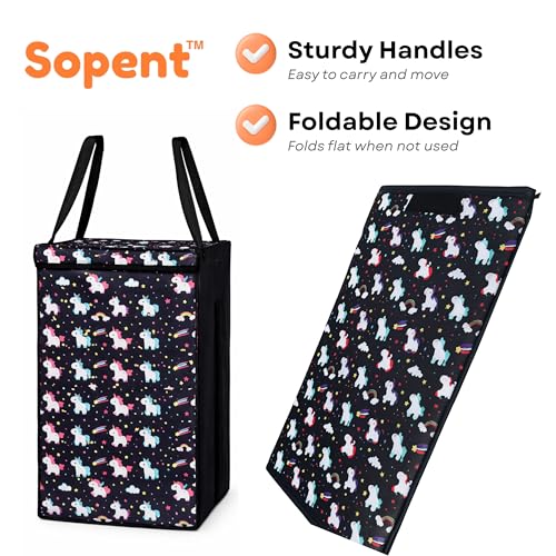 Image of Sopent Unicorn Toy Storage Box & Toy Box for Kids - Foldable Fabric Toys Organizer for Kids Room, Kids Storage Basket, Storage Box and Organiser (33x33x43cm, 50L)