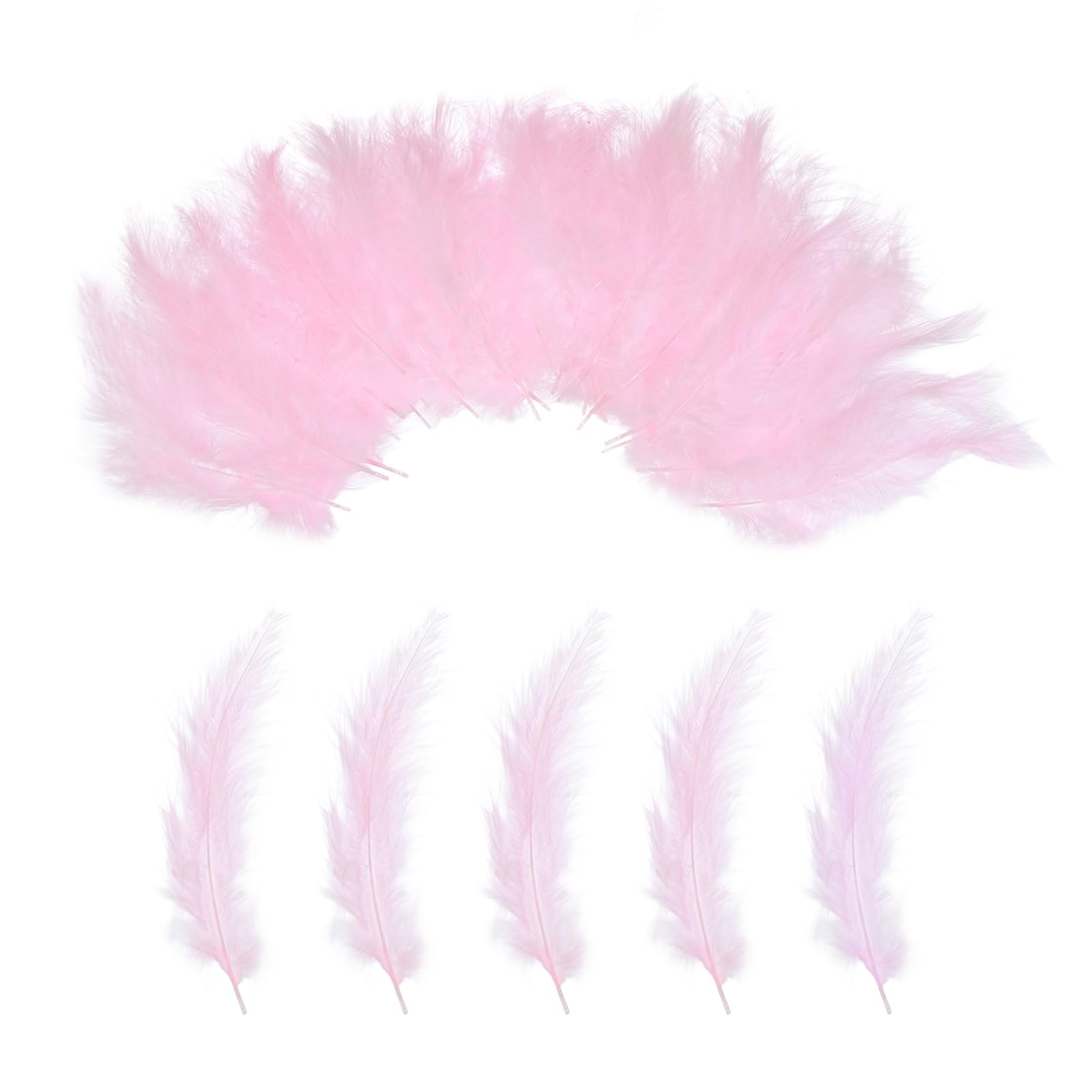 PATIKIL 200 Pack Fluffy Turkey Marabou Feathers,4-6 Inches Pink Natural Turkey Feathers for Crafting Dream Catcher Fringe Trim Fly Tying Party Decorations