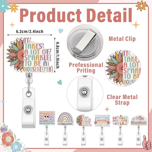 Kacctyen 24 Pcs Housekeeping Week Gifts Bulk 12 Boho Makeup Bag 12 Retractable Badge Reels Housekeeping Appreciation Gift for Housekeeper Cleaner Staff Team Employee Coworker Custodian Supplies4