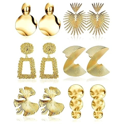 FIBO STEEL Gold Clip-On Earrings Set Cover