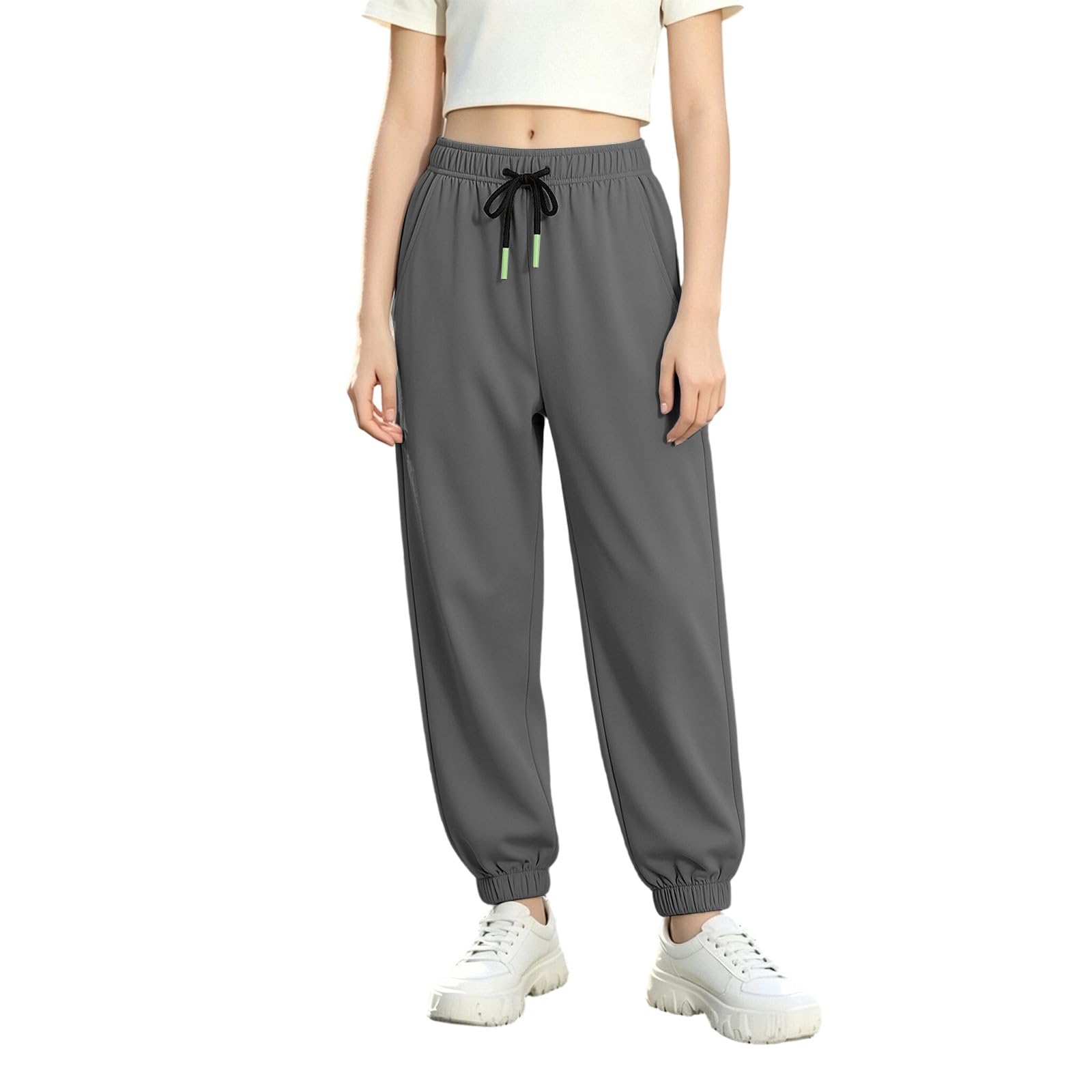 Pantalones Joggers Niños Cintura Elástica Chándal Corte Holgado Pierna Ancha Secado Rápido Transpirable Deporte