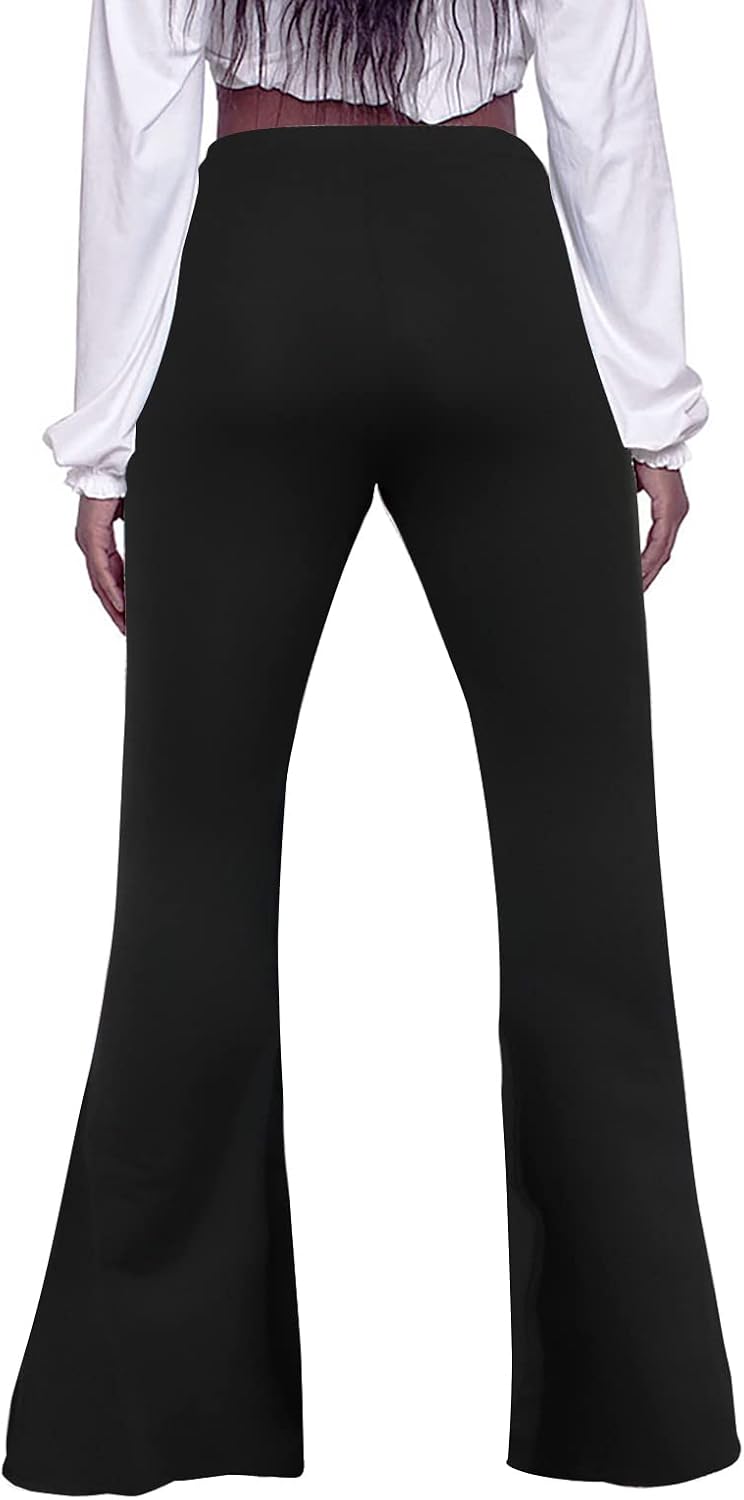 Women High Waisted Fit Flare Ethnic Paisley Floral Bell Bottoms Yoga Pants Flared Leggings