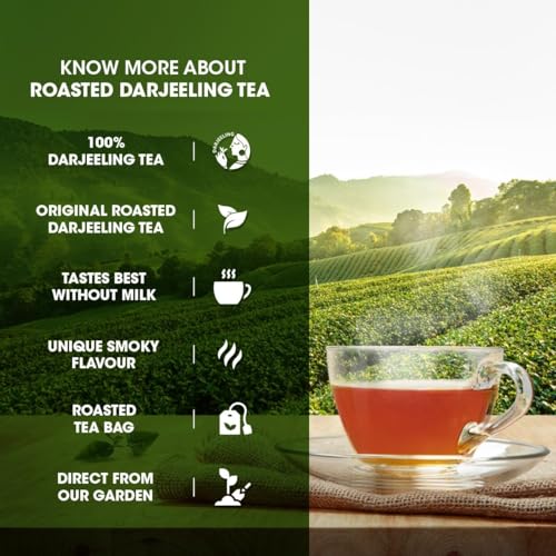 Image of Goodricke Roasted Darjeeling Tea Bags 25 Bags Pack of 1 | Original Long Leaf Chai | Flavoury Golden Orange Pekoe | Premium Black Tea | Rich Taste Flavor | Single Estate