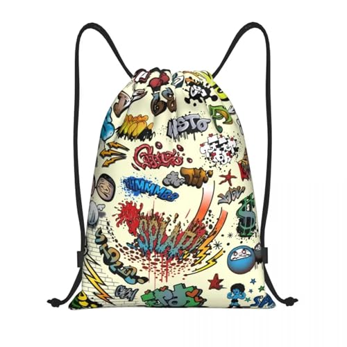 TFDGDGH Conjunto de Graffiti Divertido Personalizado Mochila con cordón de Estilo Callejero Bolsas de Mochila para Hombres y Mujeres Sacos Ligeros de Gimnasio Deportivos para Entrenamiento
