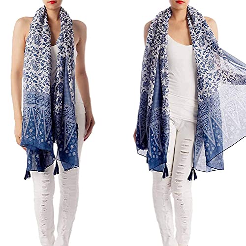 Scarfs for Women Blue and white Porcelain Print Lightweight Scarf Shawl Fashion Scarves Sunscreen Shawls for All seasons3