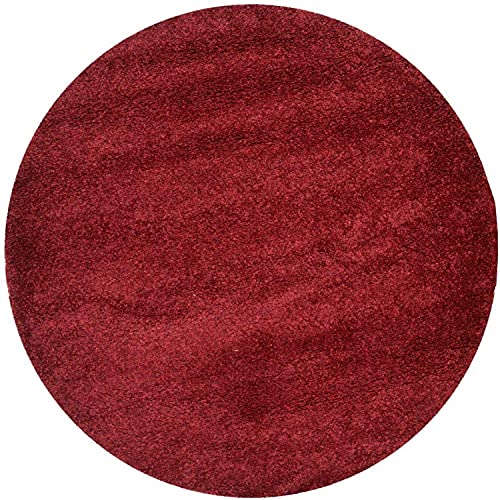 Image of CD Carpet Anti Slip Shaggy Fluffy Fur Rugs and Carpet for Living Room Bedroom Kids Room Plain Circle Carpets for Home with 2 Inch Thickness (Color Crimson Size 6x6 Feet Round)