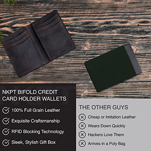 Premium Leather Credit Card Holder Wallet for Men | Slim RFID Blocking Wallet, Classic Brown3