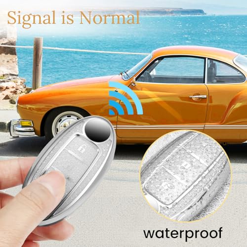 Image of Key Fob Cover for Nissan, White Rhinestone Loop
