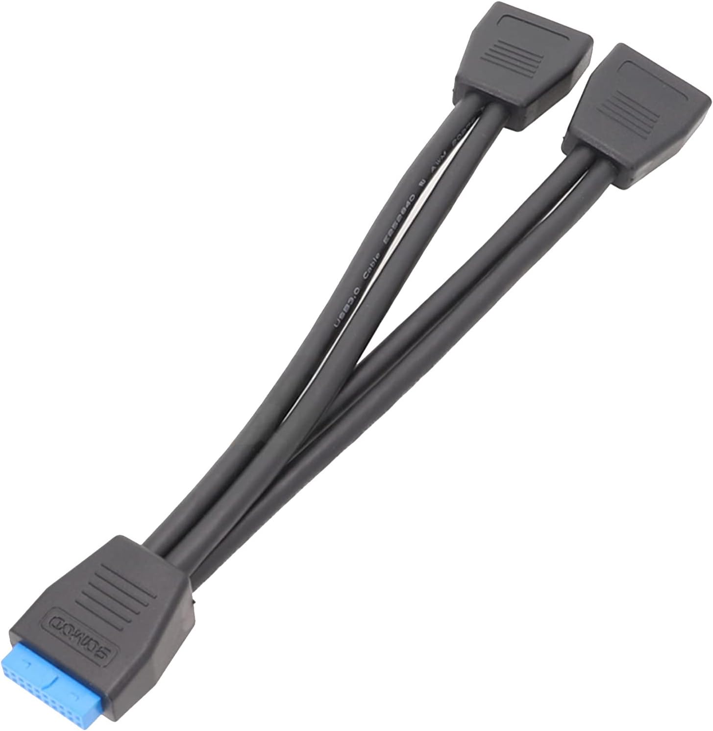 Fogun 1PC USB 3.0 19PIN Header 1 to 2 Extension Splitter Cable 20cm 19Pin Internal Extension Header Cable Black 19 pin Header Female
