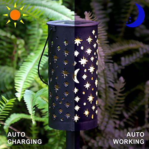 Neemor 6 Pack Garden Lights Solar Outdoor Decor Patio Pathway Stake Solar Lights For Outside Star Moon Waterproof Solar Garden Light For Yard Lawn Path Garden Gifts Warm White #TOP4