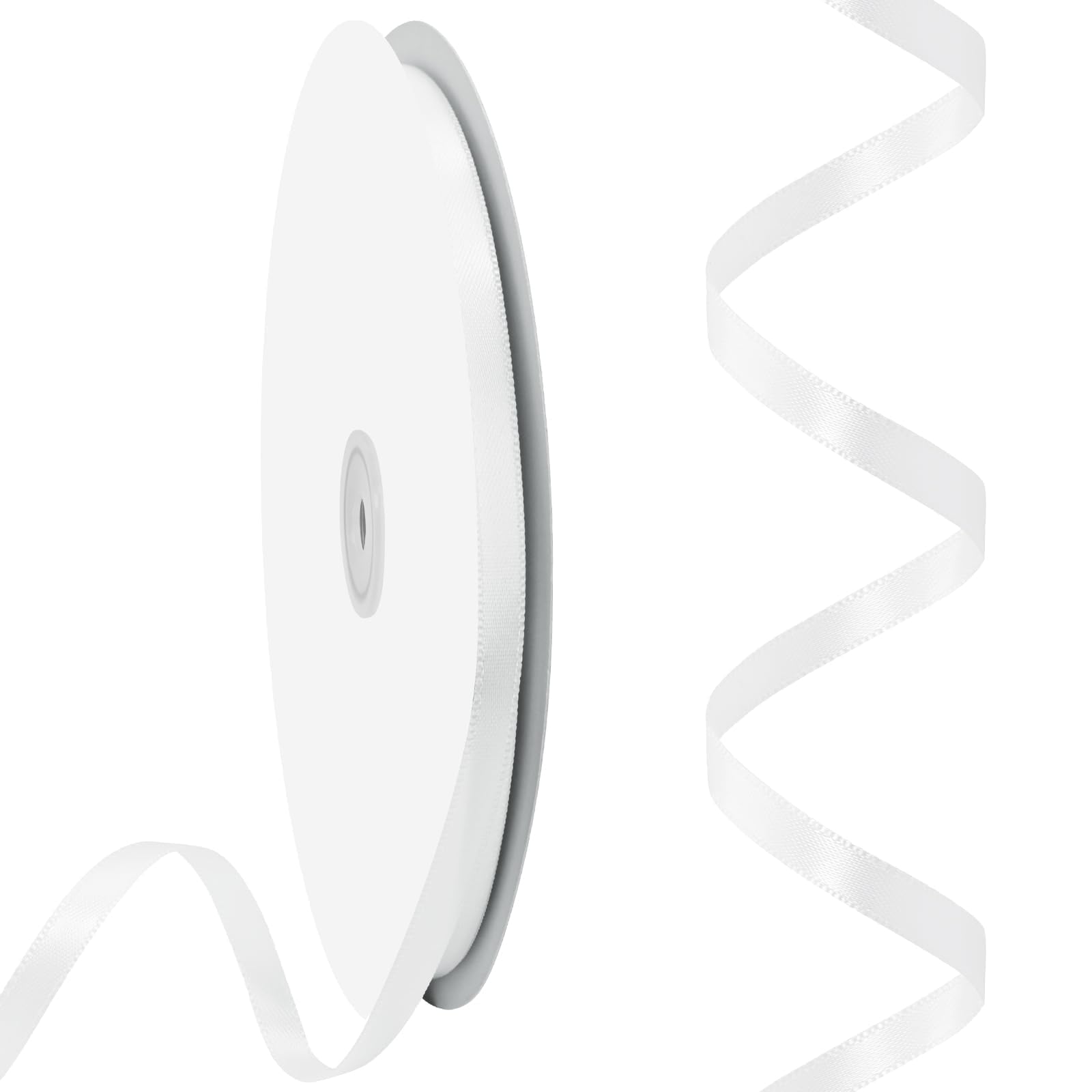 Rilisili White Satin Thin Ribbon 1/4 Inch 100 Yards Double Faced Satin Ribbons for Gift Wrapping Crafts Weddings Invitations Flower Bouquet Bow Sewing