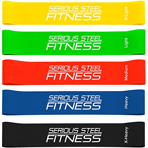 Image of Serious Steel Fitness Mini Resistance Loop Bands | Rehab and Prehab Stretch Bands | 12 inch Exercise Workout Bands (Sets of 5 Pack and Sets of 10 Pack Trainer Options Available!)