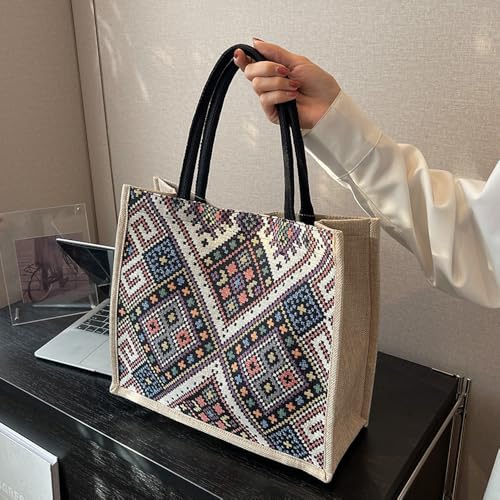 Retro practical handbag, 13.39 inches x 5.91 inches x 12.2 inches, large capacity, multiple pockets, women's handbag, black, adult, female2