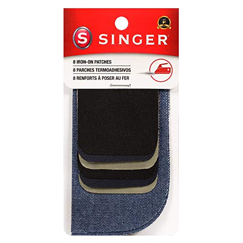 SINGER Denim & Twill Iron-On Patches Combo, 8pc Assorted
