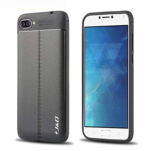 J&D Case Compatible for ASUS ZenFone 4 Max Case, Anti-Scratch Leather Texture Pattern Shockproof Protective Rubber TPU Slim Case for ZenFone 4 Max ZC520KL (5.2 inch) Bumper Case