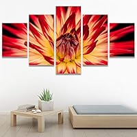 SIGNWIN 5 Panel Canvas Wall Art Botanical Chic Closeup Expressive Multicolor Photography Realism Ultra for Home Decorations Ready to Hang - 60