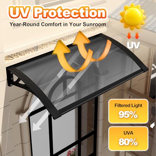 Door Awning,Awning for Door Entrance with Polycarbonate Cover,Shields Windows,Patio & Exteriors from Sun/Rain/Snow Gray 24x48in/60x120cm by KIZYRQ - Used condition - Image 4