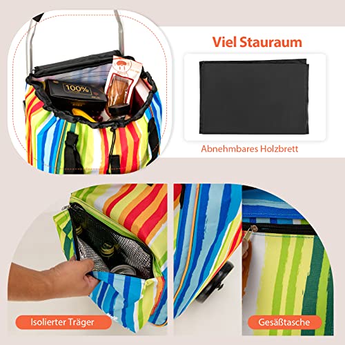 GOPLUS Einkaufstrolley klappbar, Einkaufswagen mit Rollen, Einkaufswagen mit Abnehmbarer Tasche für Lebensmittel – Bild 4