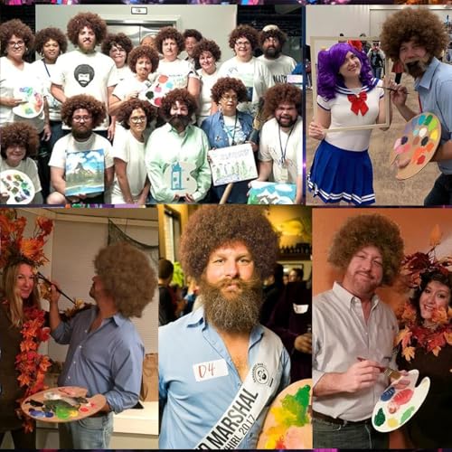 Image of Men's Afro Wig, 70s Disco Fluffy Curly Synthetic Wig, Retro Big Afro Wig for Halloween, Cosplay, 80s Theme Party and Bob Ross Costume.(Platinum Blonde)