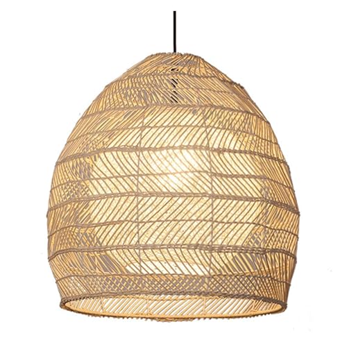 Abat-jour en rotin tressé bohème de 55cm lustre vintage suspension naturelle
