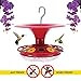 Roamwild Hanging Hummingbird Feeder for Outdoors with Double Moat Guard Technology | 5 Feeding Stations with Quick Easy Filling Port | 20 fl oz Nectar Large Capacity - Purple Petals (Yellow)