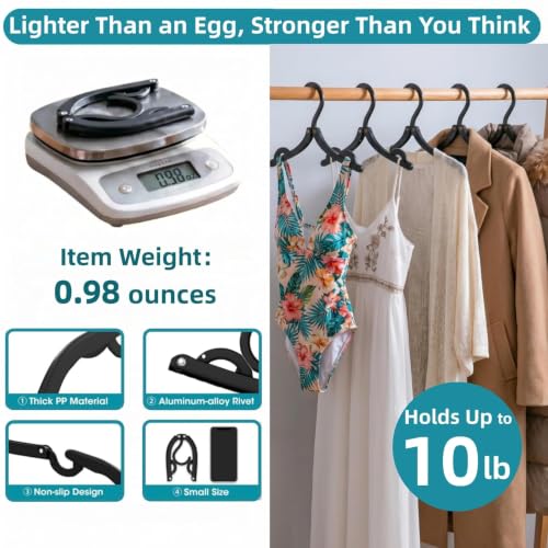 Image of 12 Pcs Foldable Plastic Clothes Hangers Portable Travel Folding Garment Hanger Multi Use for Wardrobe Baby Clothing Trip Outdoor