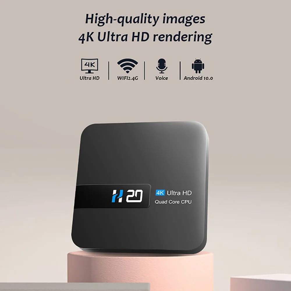H20 2GB/16GB Décodeur Lecteur Multimédia de Diffusion en continu Android 10 Boîte TV 4K 3D HD 1080p avec Amlogic Quad-Core CPU RK3228A, WiFi,4K HD, H.265.