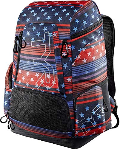 TYR: Mochila unisex con estampado de bandera de Estados Unidos  45  color rojo blanco