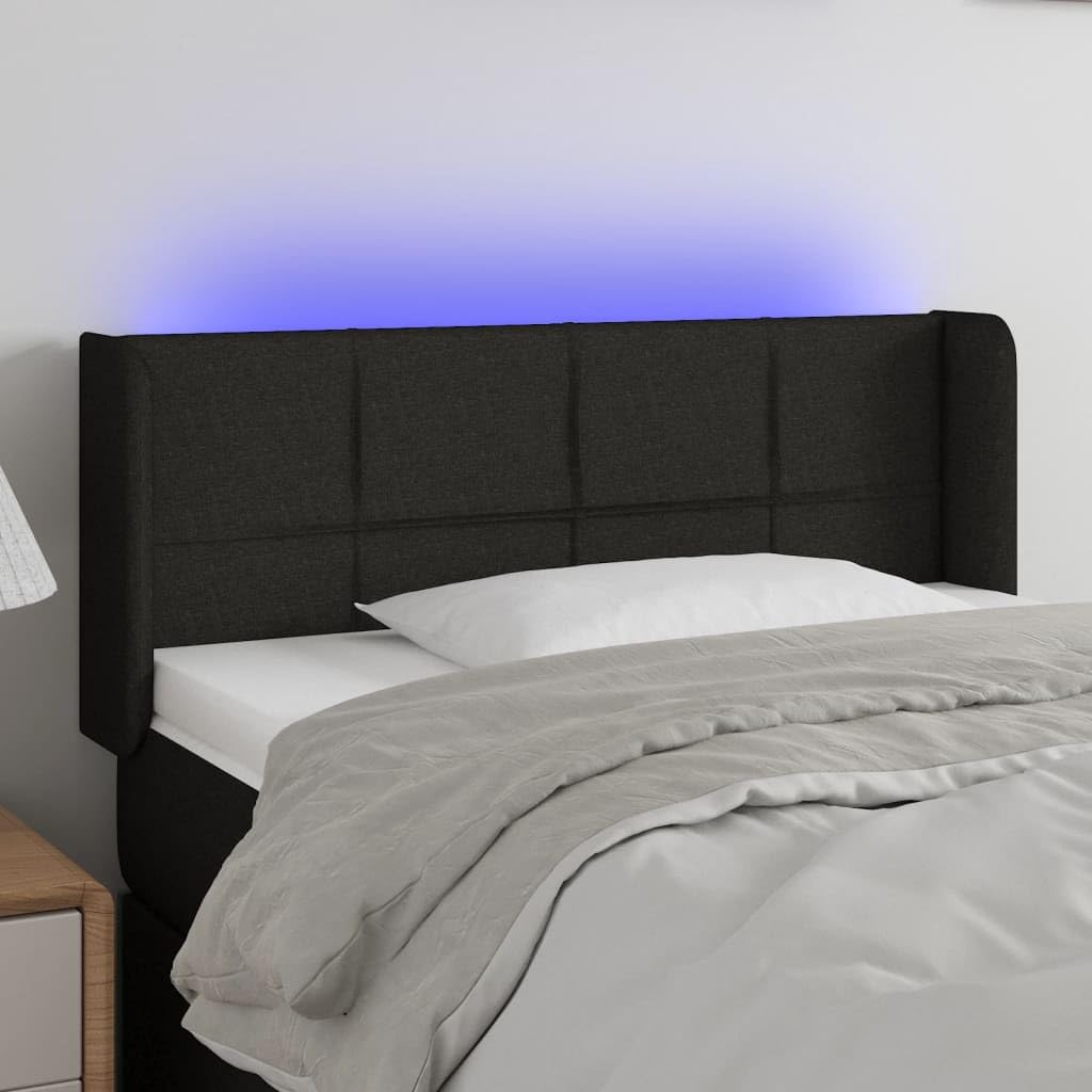 3123212 Testiera a LED Nera 83x16x78/88 cm in Tessuto Testata in Legno,Testata Letto Matrimoniale Muebles Dormitorio Spalliera Letto Testiere per Letto Matrimoniale