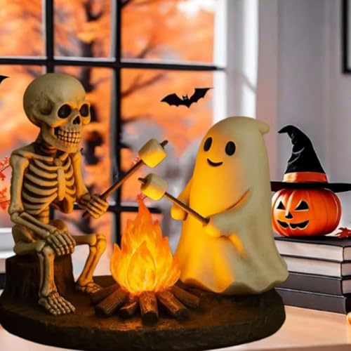 Tête de mort spectre lumineux Halloween résine artisanale - 6