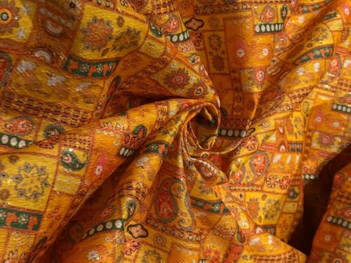 Tissu brocart de soie mangue pour vos robes de cérémonie chic