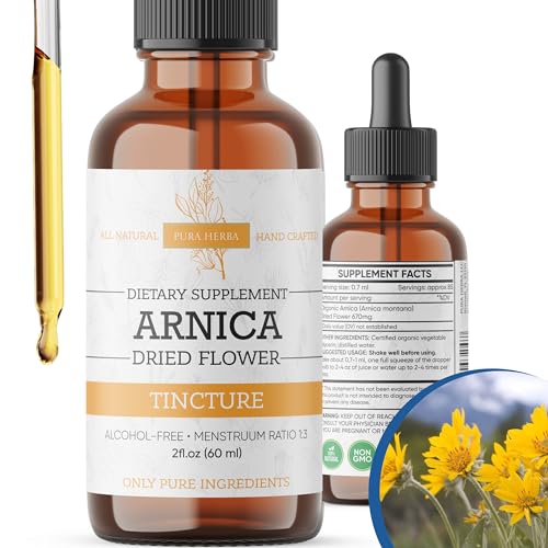Pura Herba Arnica Liquid Extract Alcohol-Free Vegan Supports Muscle Recovery & Joint Comfort Fast-Absorbing Tincture Made in USA 2 Fl Oz