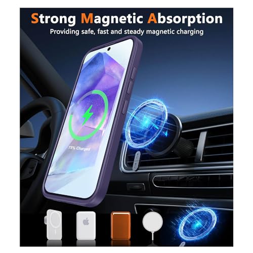 Image of SIZUKA Samsung A55 Magsafe Hard Back Case | Matte Design & 360 Protection | Military-Grade Samsung A55 Cover | Strong Magnet Back - Purple