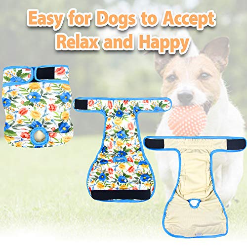 Image of Langsprit Washable Female Dog Diapers (3 Pack) - No Leak Reusable Diapers for Doggy Female in Period - Highly Absorbent Dog Heat Panties with Adjustable Snaps (Floral, XX-Large)