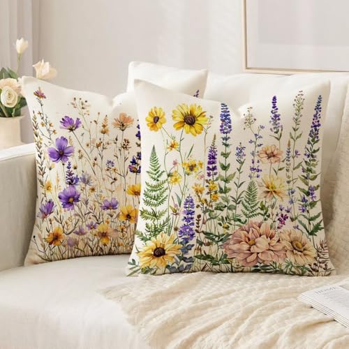 Housse coussin 70x70cm imperméable en lin vintage - 3