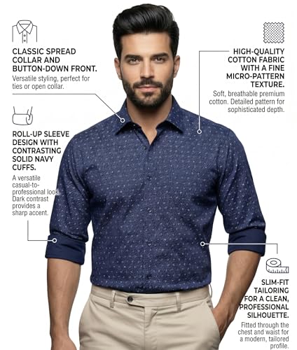 Image of Amazon Brand - INKAST Men's Printed Cotton Shirt | Full Sleeve | Regular Fit | Comfortable Formal Stylish Shirt for Men | Man Shirts for Professional Look