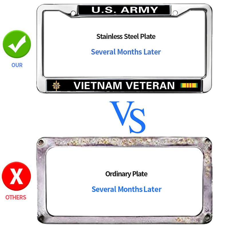 Image of Military Vietnam Veteran License Plate Frame - Military Service Commemorative Car Accessory