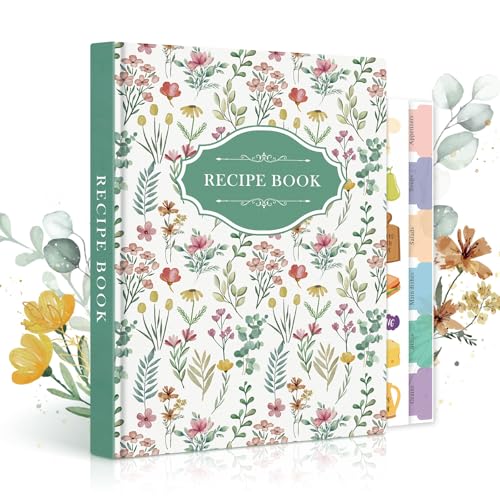 Lanpn A5 Livro de Receitas para 70 Receitas, Livro de Receitas de Cozinha para Escrever, O Meu Caderno de Receitas Capa Dura, Livro Diário de Receitas, Cadernos para Receitas de Cozinha em Branco