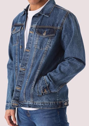 Image of JMOJO Jean Jacket Men - Button Down Trucker Style with Functional Pockets - Classic Mens Denim Jackets for Casual Outfits