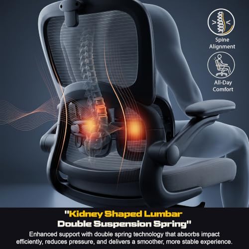 Image of DROGO Vesby Ergonomic Office Chair for Work with Dual Adaptive Lumbar Support | Breathable Mesh Computer Chair with 3D Headrest & Armrest | Gaming Chair with 135 Recline, 1-Yr Warranty(Dark Grey)