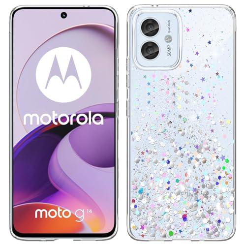 La mejor selección de Jes14w de esta semana. 46 ASJDY Funda para Motorola Moto G14 Case,Suave Antiarañazos,Concha de Purpurina Transparente