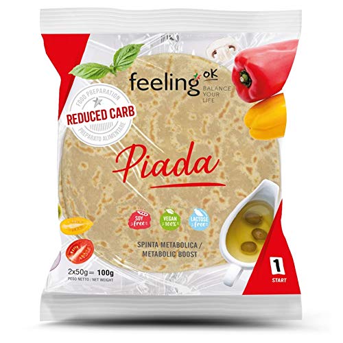 Feeling Ok Piadina alta en proteínas y fibra. Paquete de 8 envolturas de 50gr cada una (400gr)
