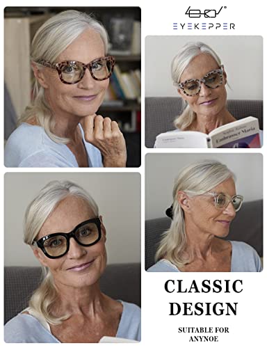 Image of Eyekepper 4 Pack Reading Glasses Oversized Blue Light Filter Glasses Women Readers +1.00