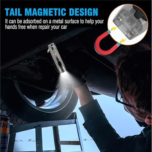 Image of WISKA Mini Pocket Torch Light Rechargeable - Small LED Flashlight Keychain with USB Charging for Camping, EDC, COB Powerful Lights - Compact and Lightweight Key Chain Size