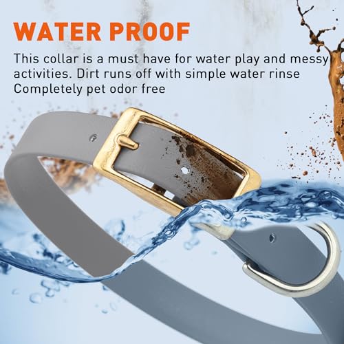 Image of Viper Biothane Heavy Duty Waterproof Dog Collar Strong Coated Nylon Webbing w /Solid Brass Hardware Odor-Proof Easy to Clean High Performance Fits Small Medium or Large Dogs, Battleship Gray